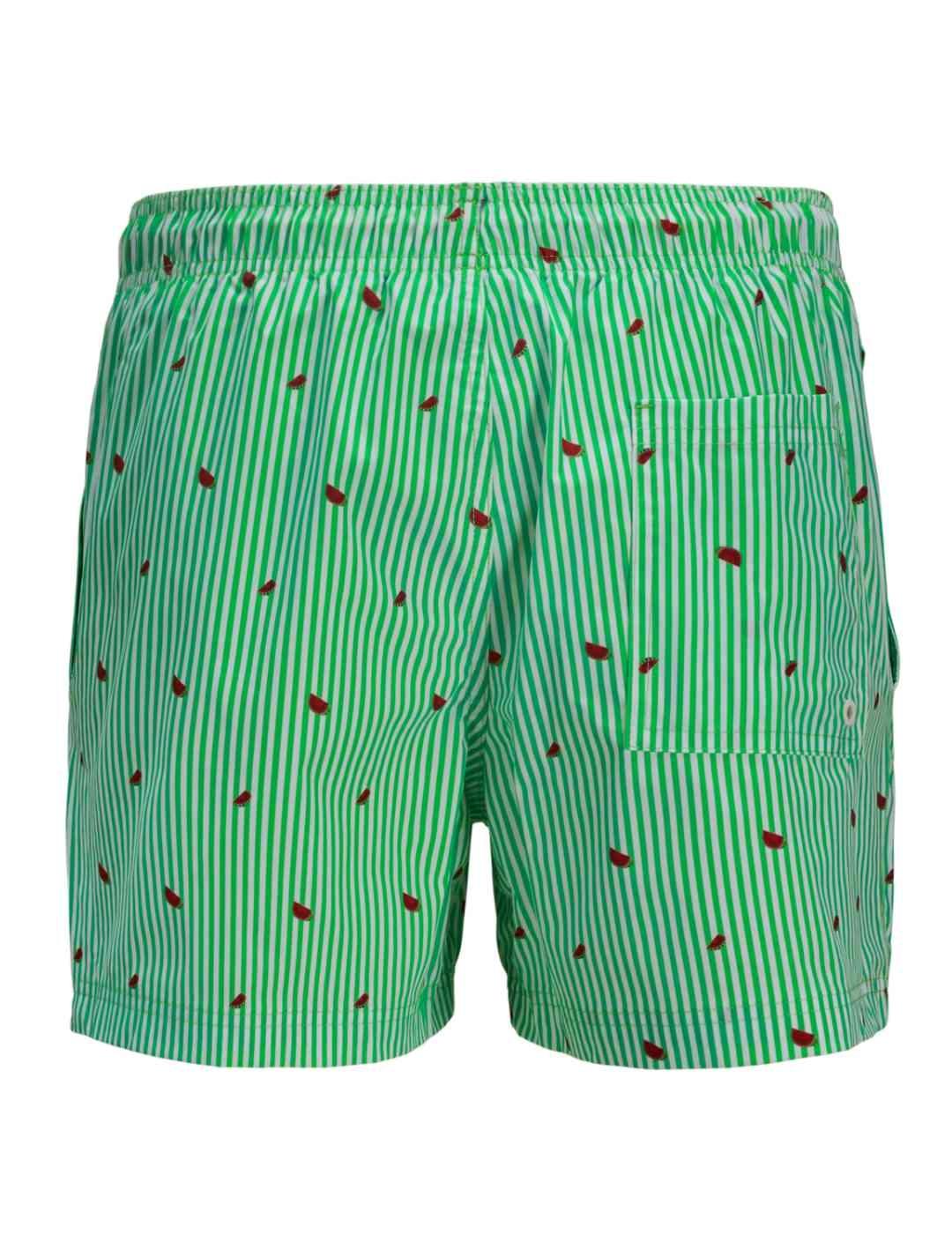 Bañador Jack&Jones Maui verde rayas con sandias de hombre
