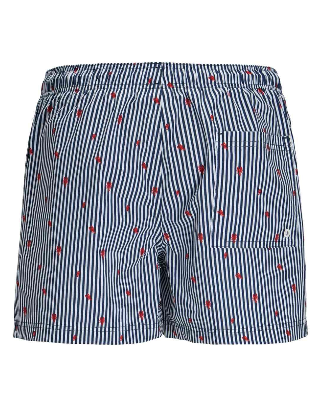 Bañador Jack&Jones Maui azul a rayas con langostas hombre