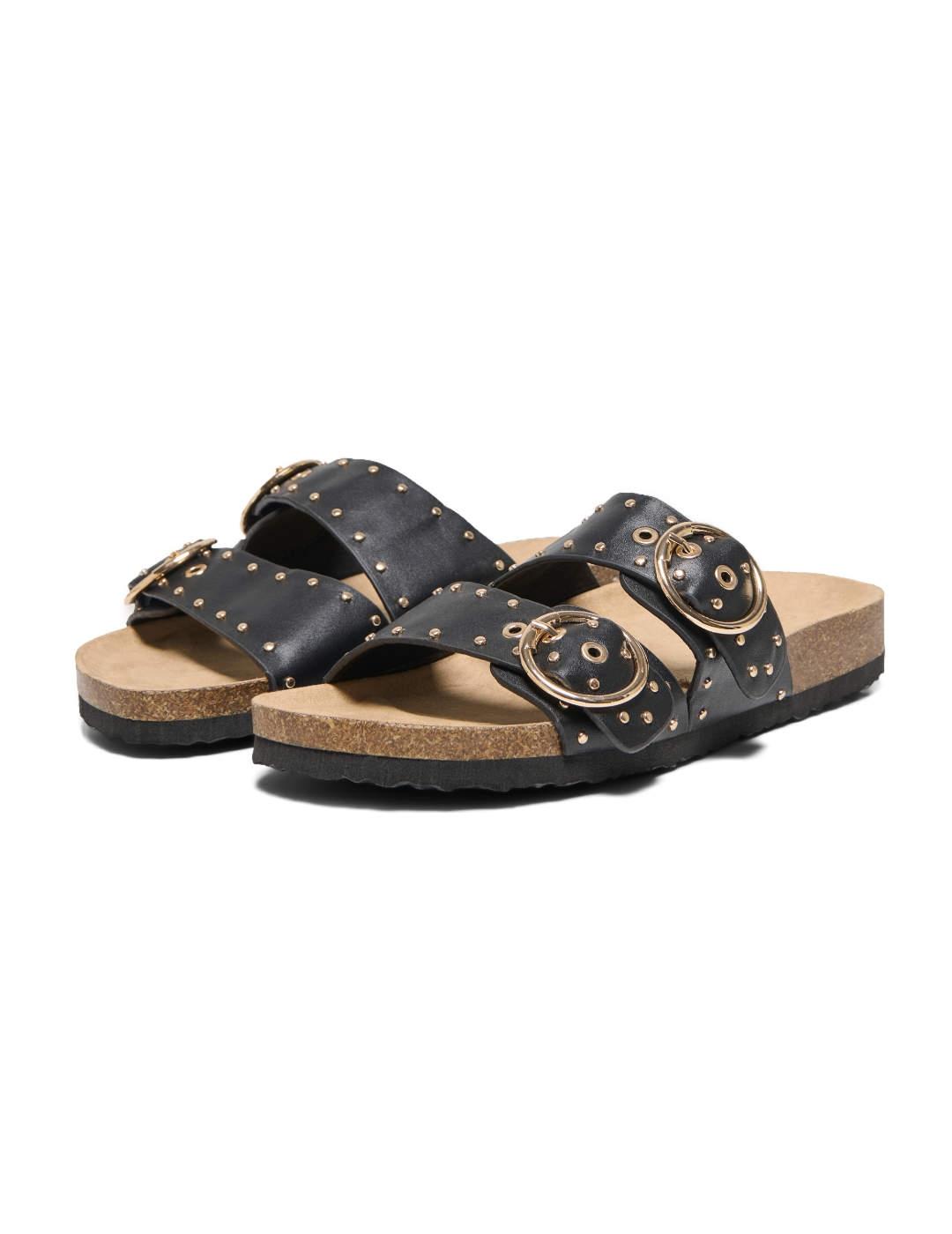 Sandalias Only Studs Buckle negras con tachuelas para mujer