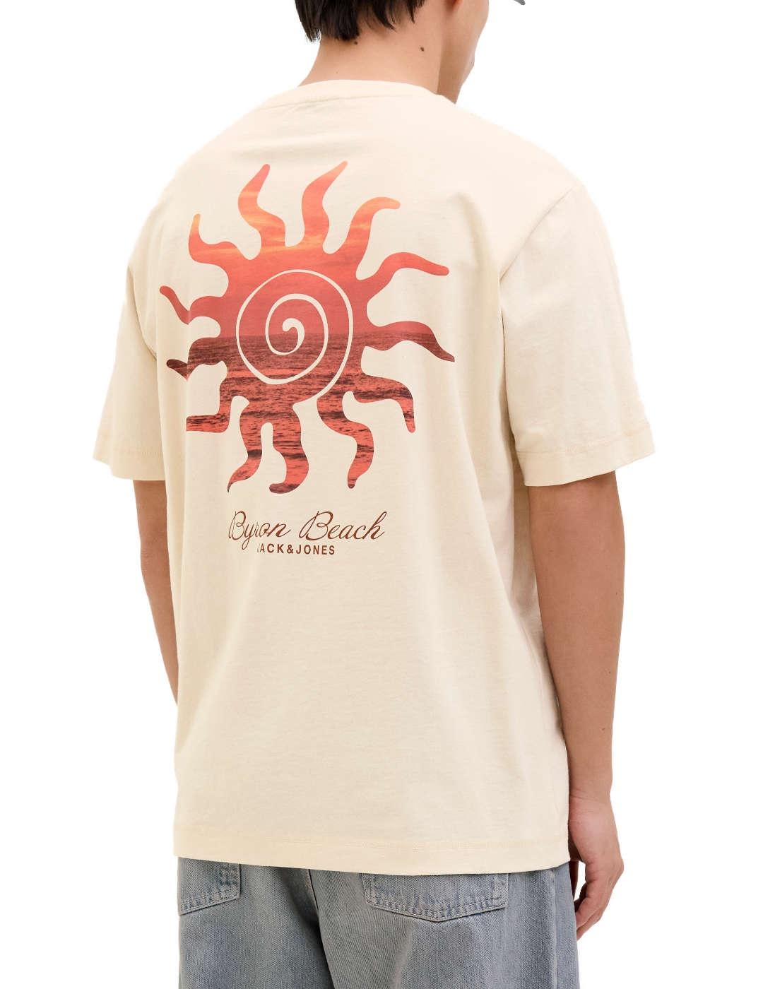 Camiseta Jack&Jones Canggu beige manga corta de hombre