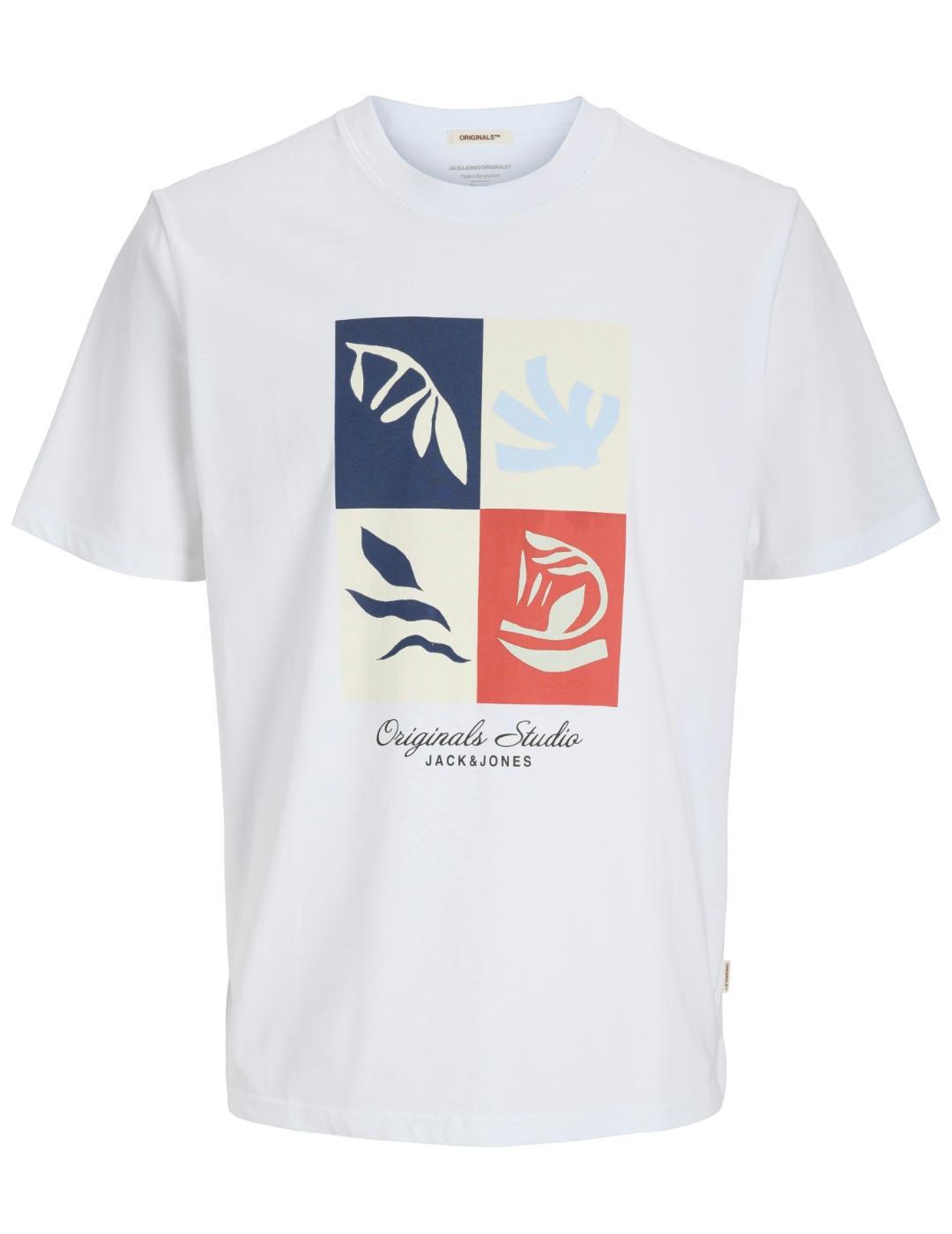 Camiseta Jack&Jones Canggu blanca dibujo frontal de hombre