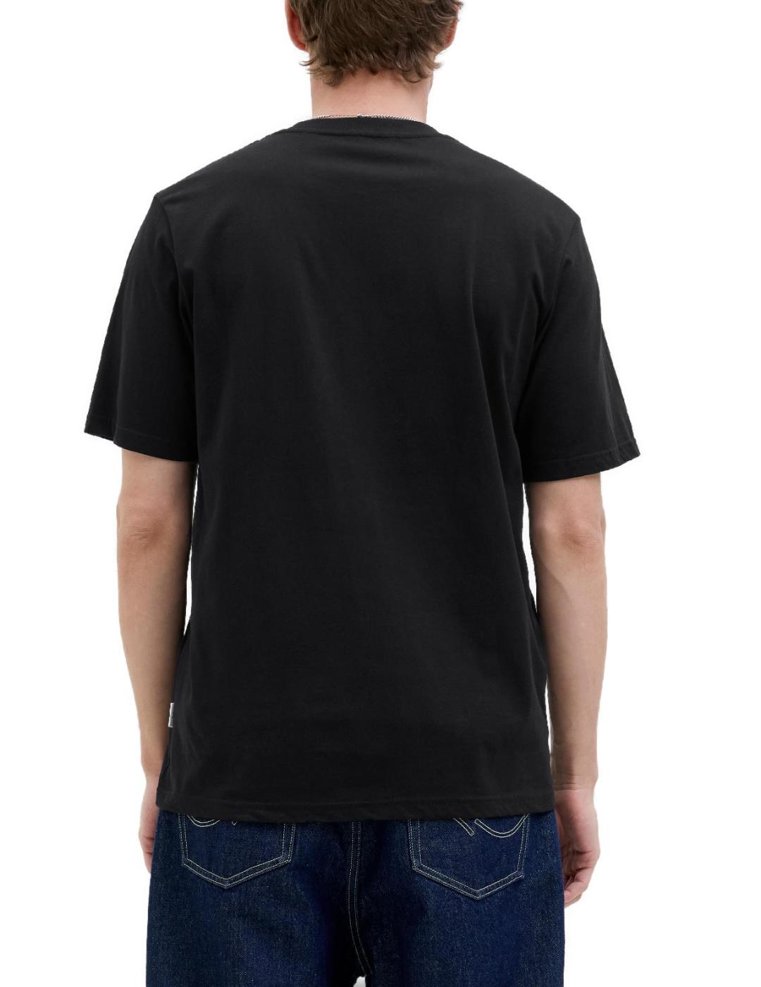 Camiseta Jack&Jones Canggu negra dibujo frontal de hombre