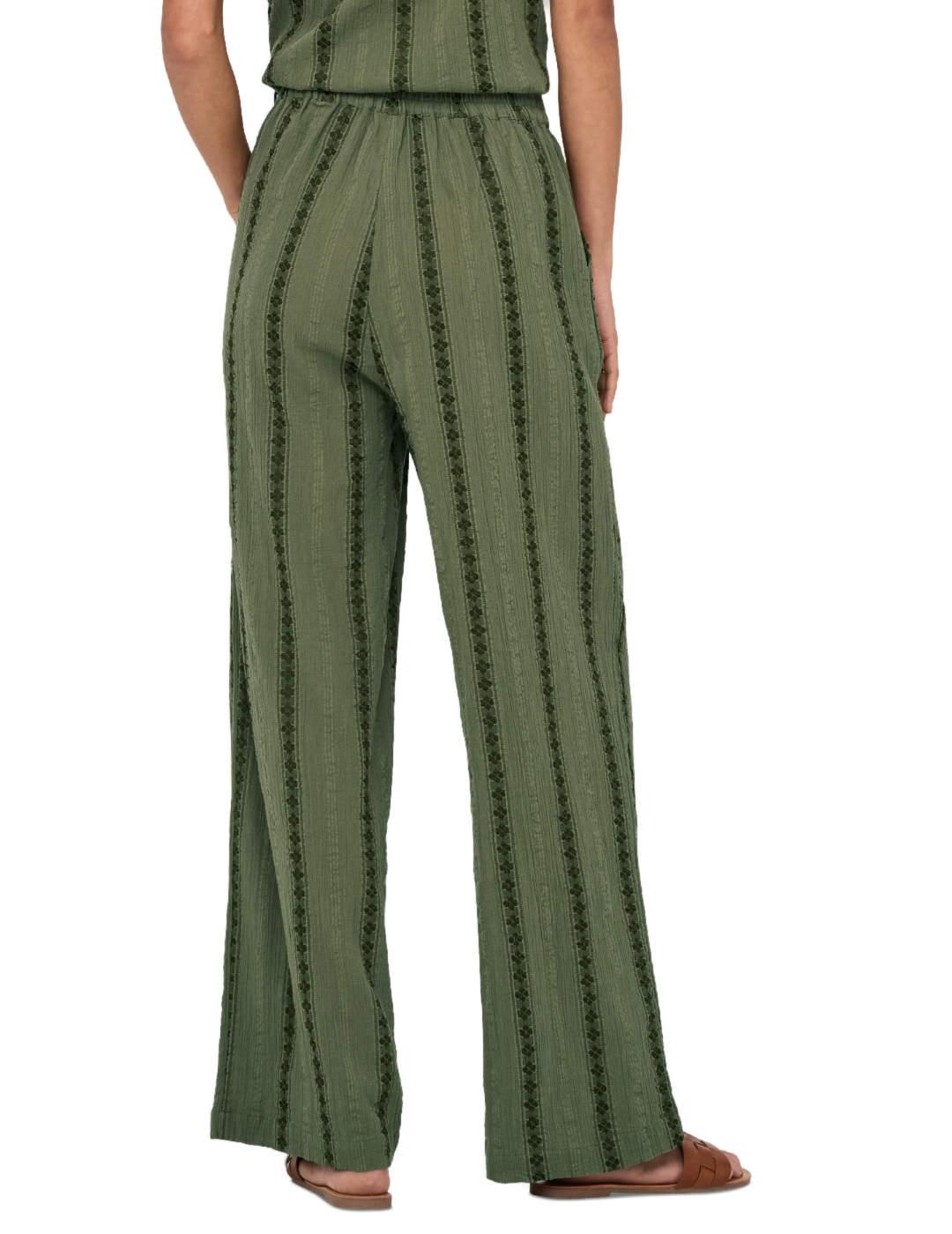 Pantalón Only Liana verde detalles bordados de mujer