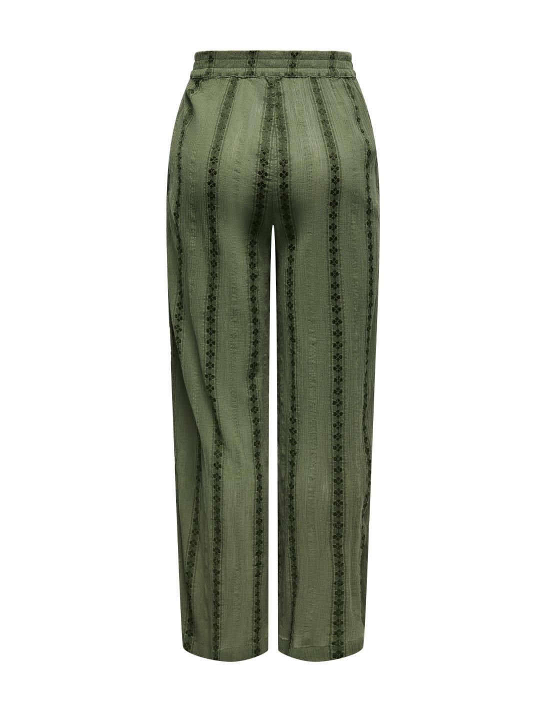 Pantalón Only Liana verde detalles bordados de mujer
