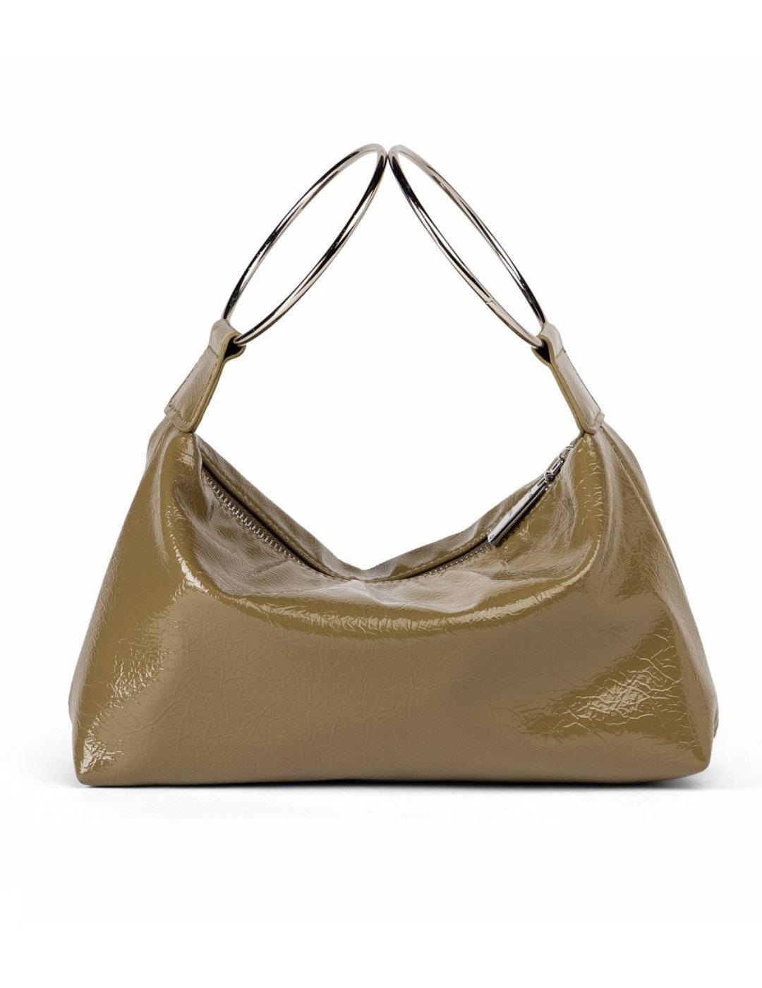 Bolso Replay 0844 de mano caqui charol para mujer