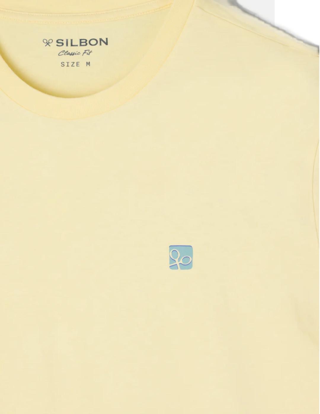 Camiseta Silbon iconos vibes amarilla pastel logo de hombre