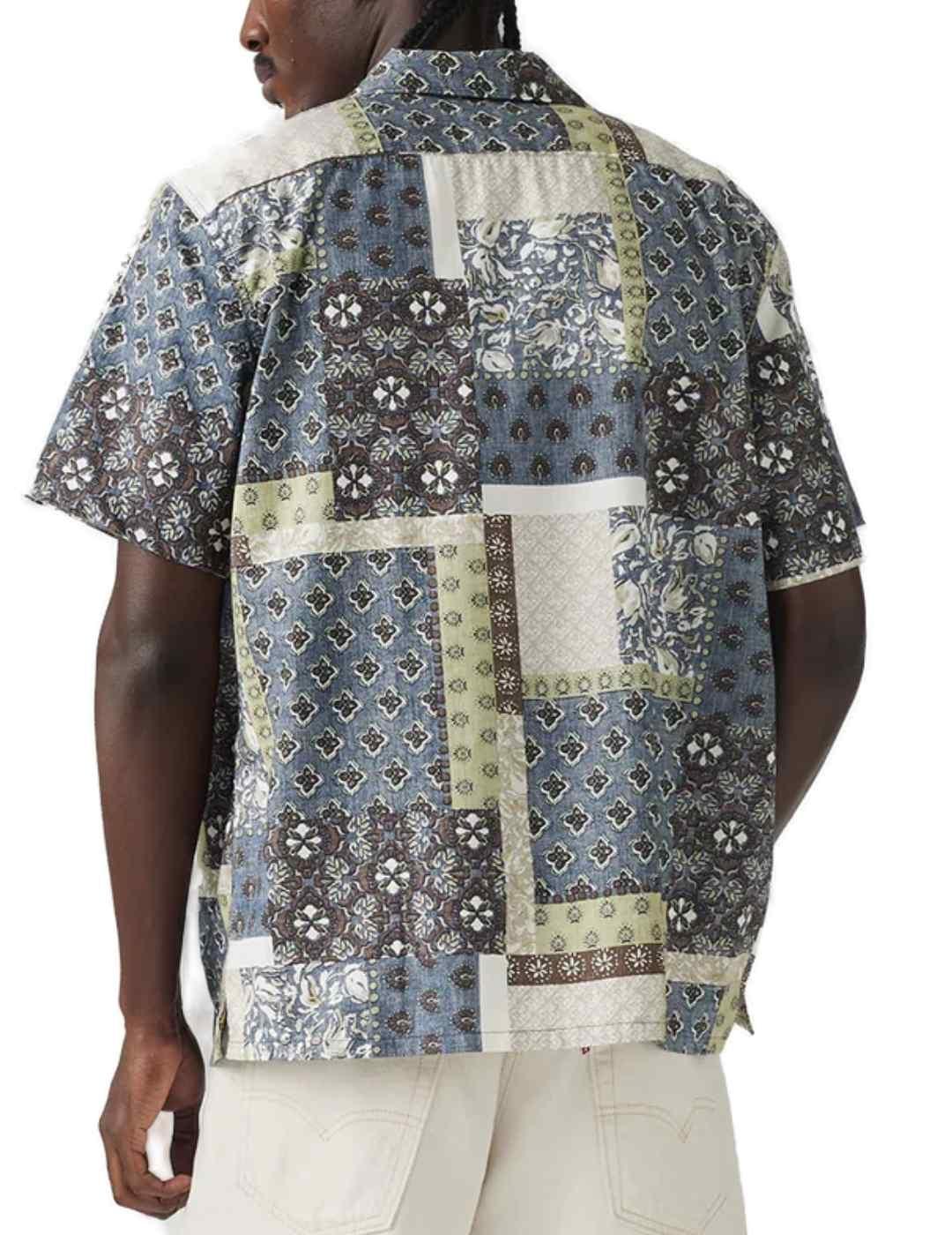 Camisa Levi´s estampada marino verde manga corta para hombre