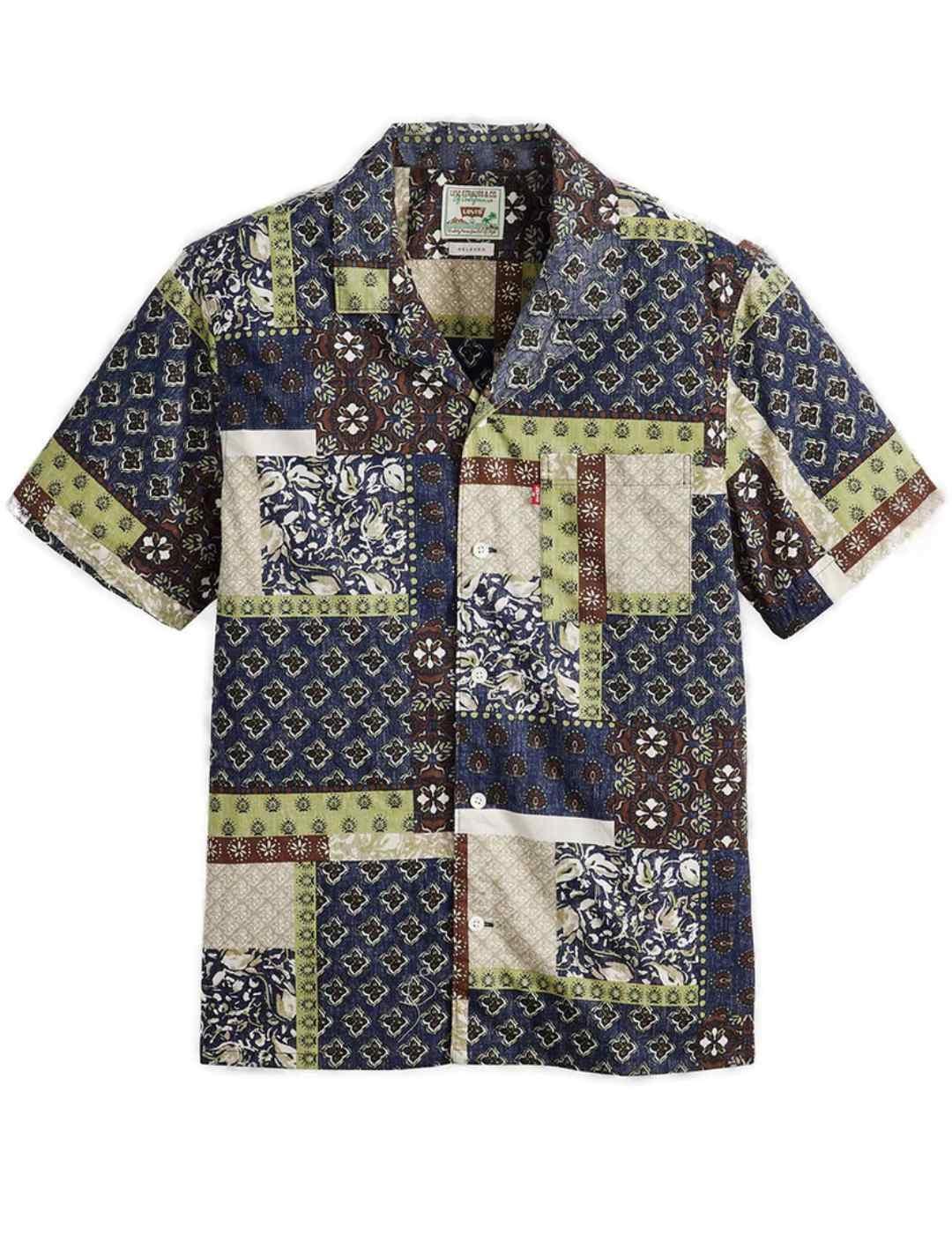 Camisa Levi´s estampada marino verde manga corta para hombre