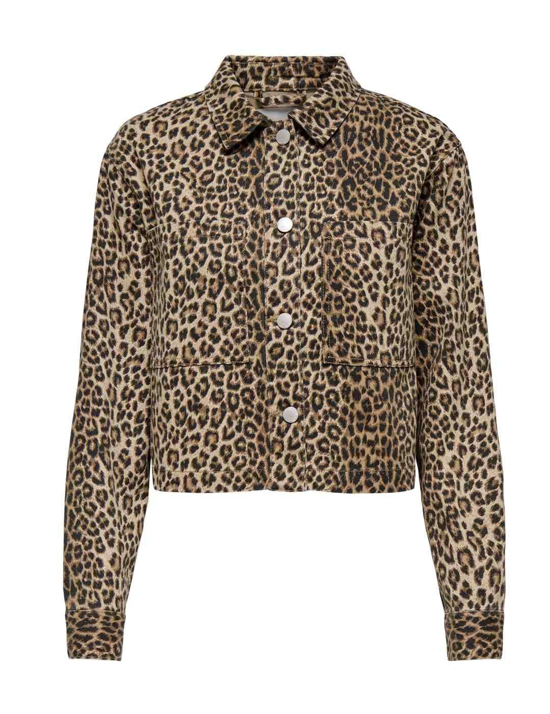 Chaqueta Only Naomi estampado leopardo cropped para mujer