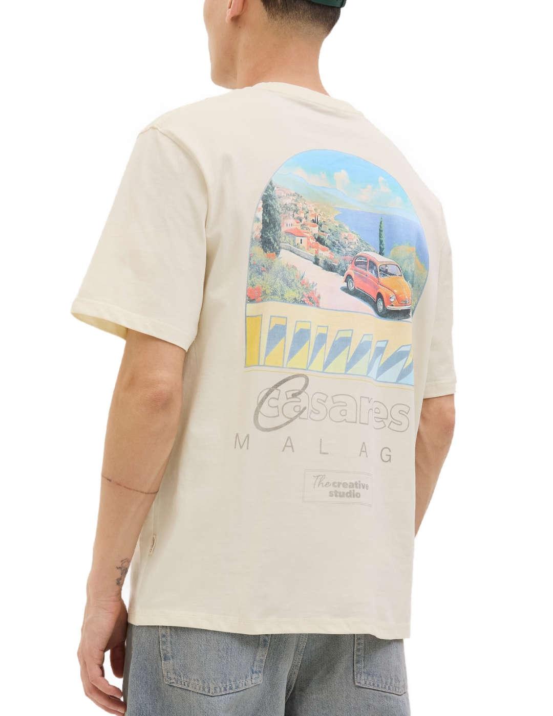 Camiseta Jack & Jones Oralmeria beige manga corta de hombre