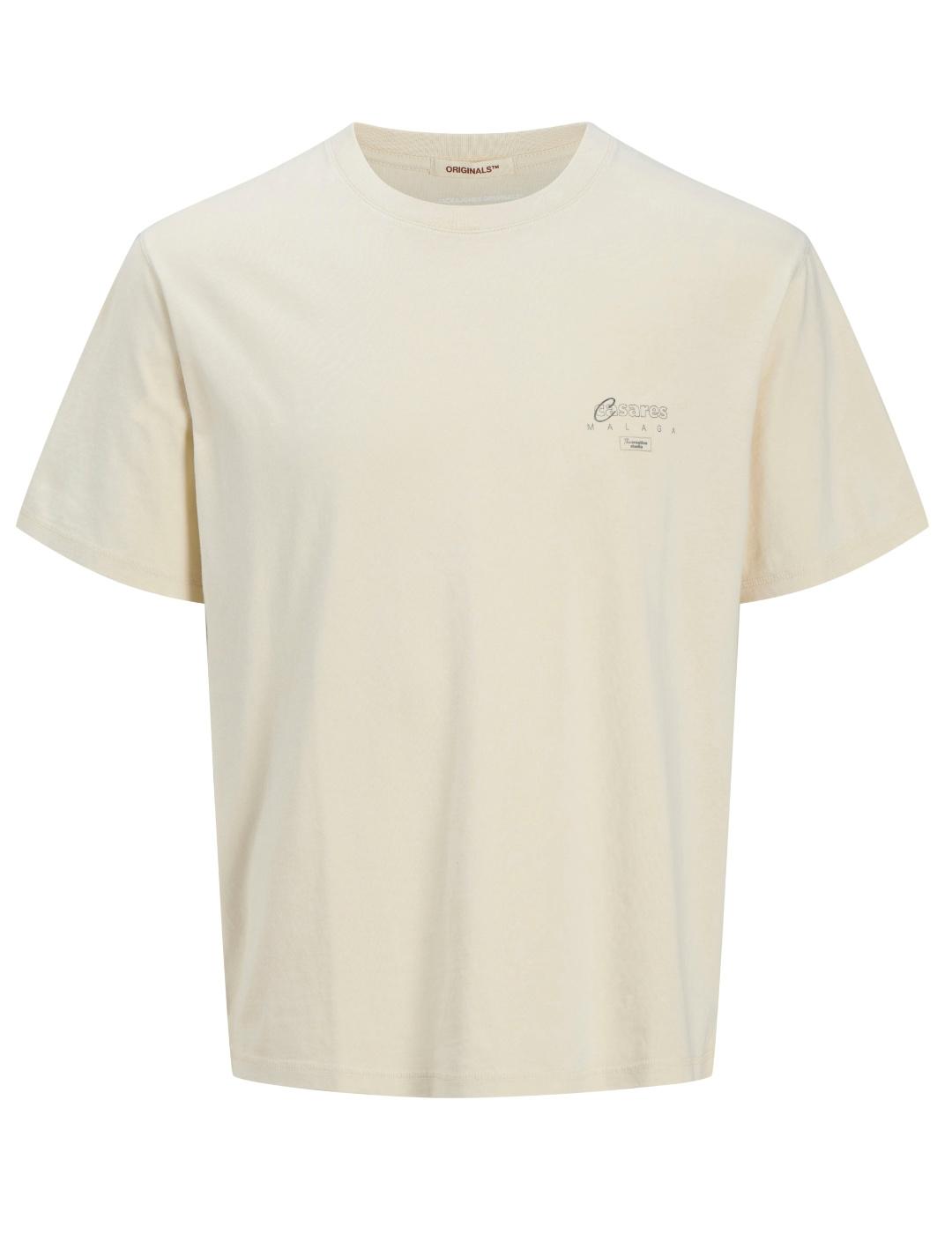 Camiseta Jack & Jones Oralmeria beige manga corta de hombre
