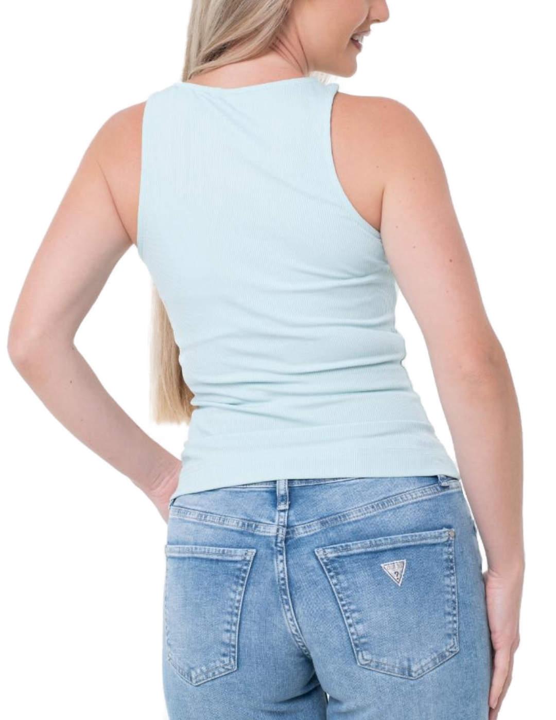 Camiseta Guess Guendalina verde menta manga sisa para mujer