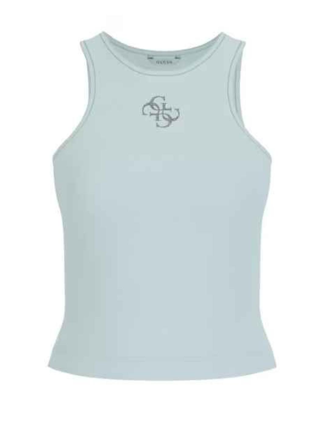 Camiseta Guess Guendalina verde menta manga sisa para mujer