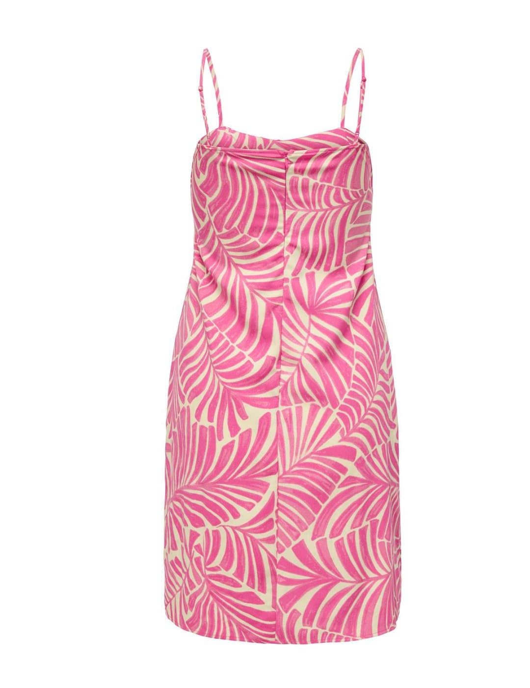 Vestido mini Only Nova hojas rosas tirantes para mujer