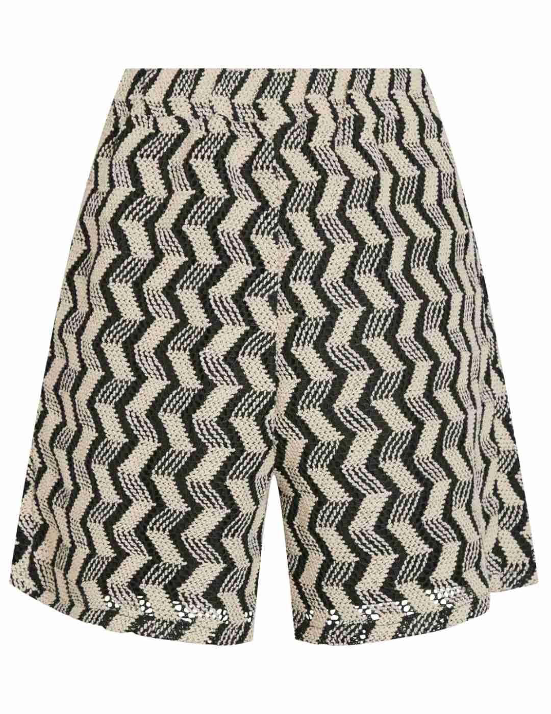 Short Vila Lupina negro beige punto calado zigzag para mujer