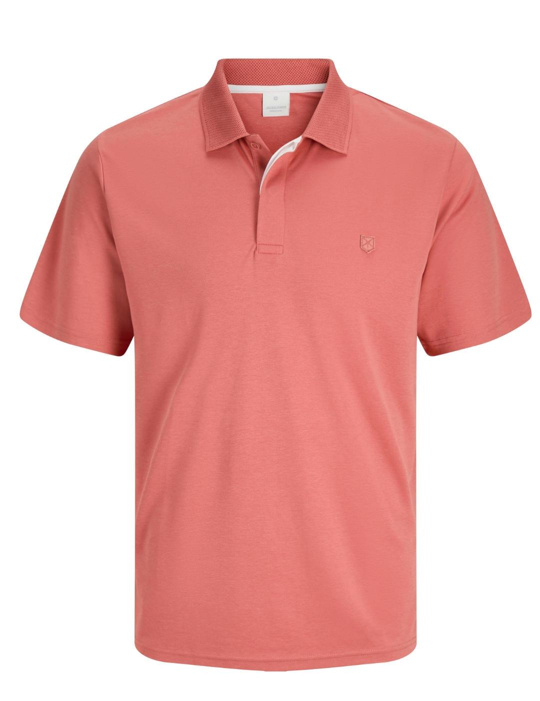 Polo Jack&Jones Crodney rosa coral manga corta para hombre