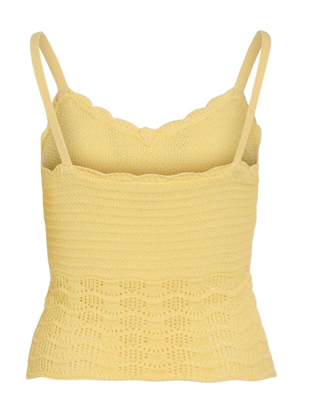Top Vila Coby de punto amarillo crochet tirantes para mujer