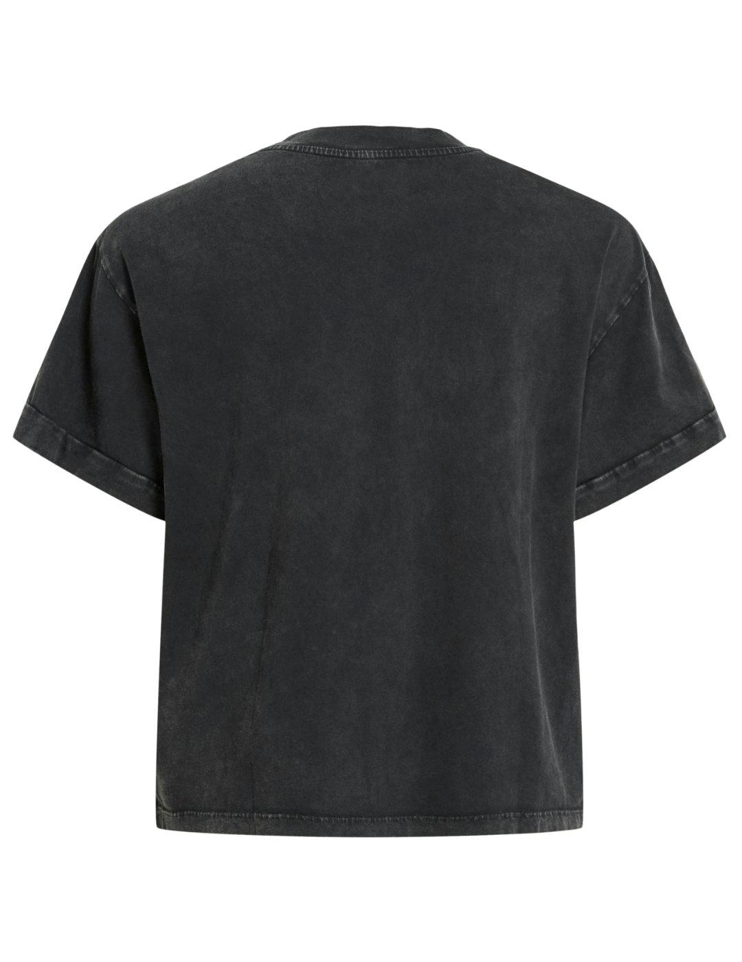 Camiseta Vila Eldi negra leopardo manga corta para mujer