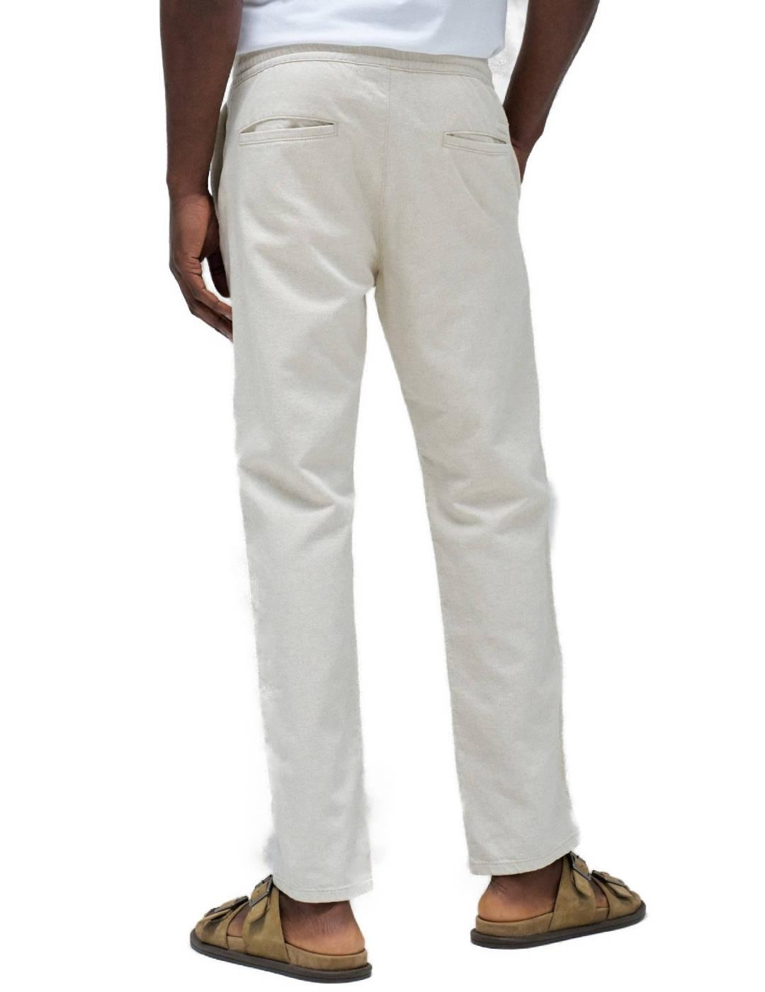 Pantalón Salsa slim crudo con cordón de lino para hombre