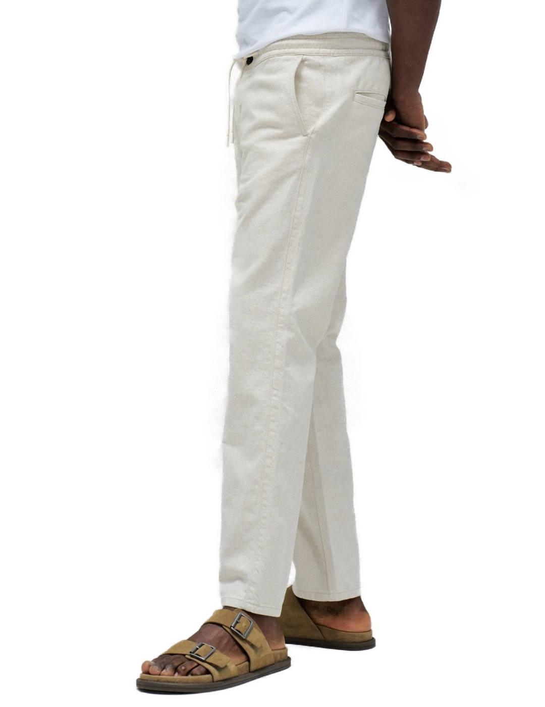 Pantalón Salsa slim crudo con cordón de lino para hombre