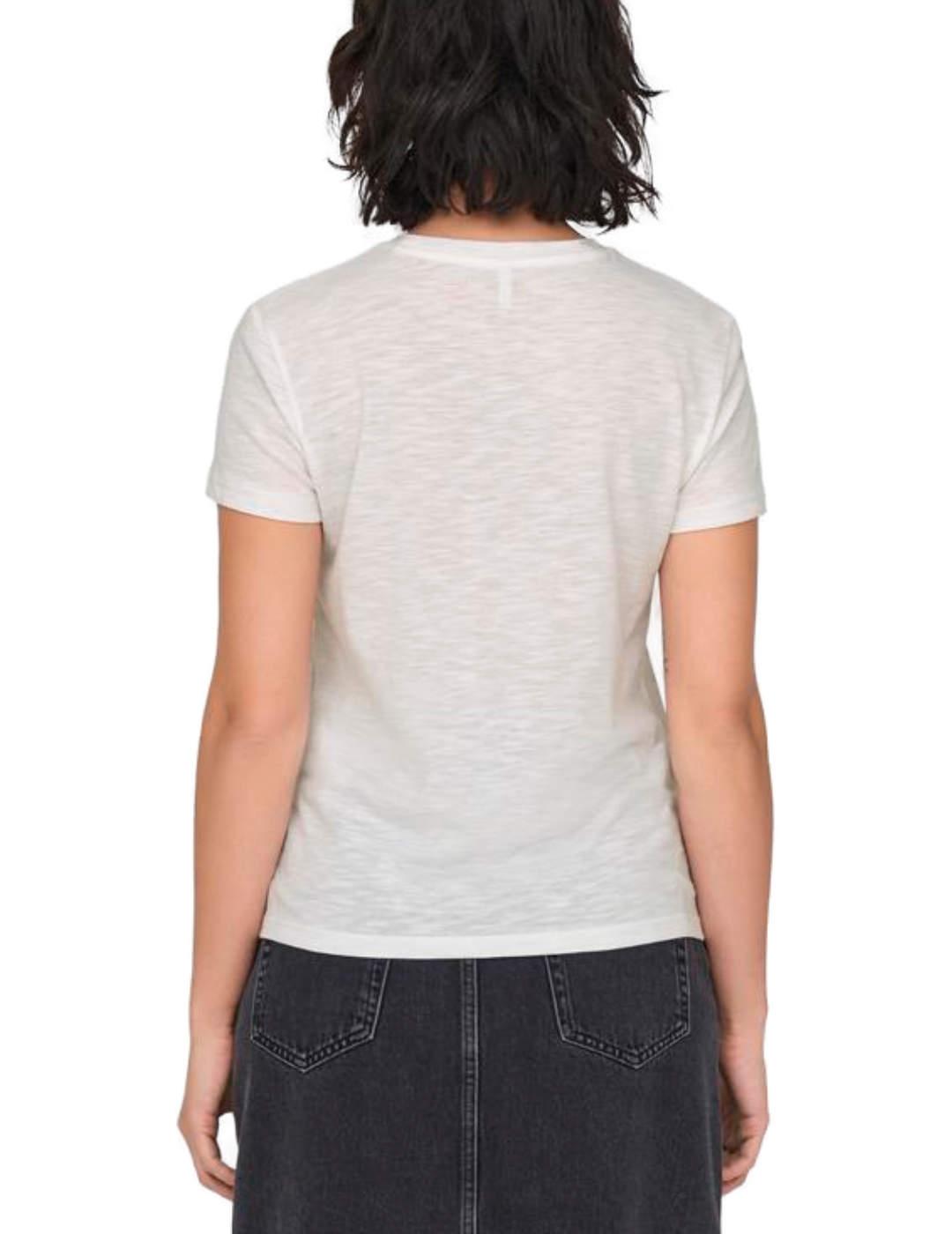 Camiseta Only Drew blanca bolsillo bordados para mujer