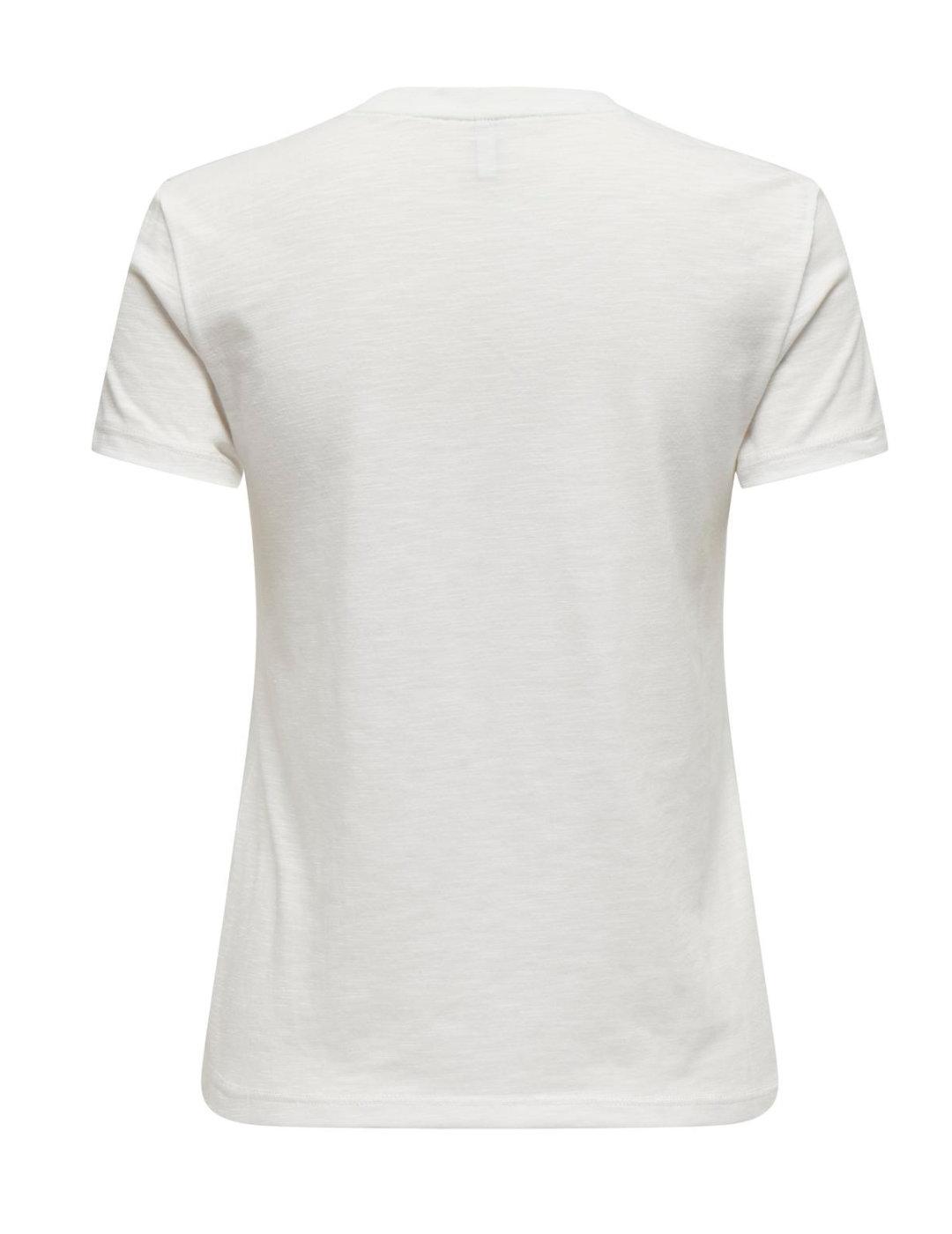 Camiseta Only Drew blanca bolsillo bordados para mujer