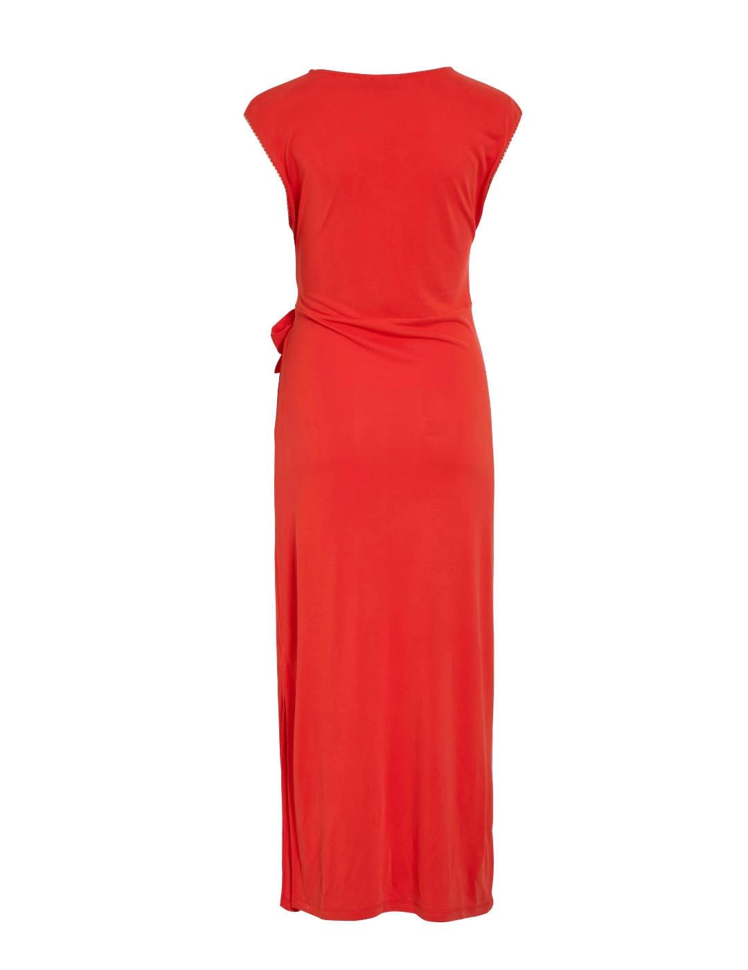 Vestido Vila Modala maxi rojo brillante lazo para mujer