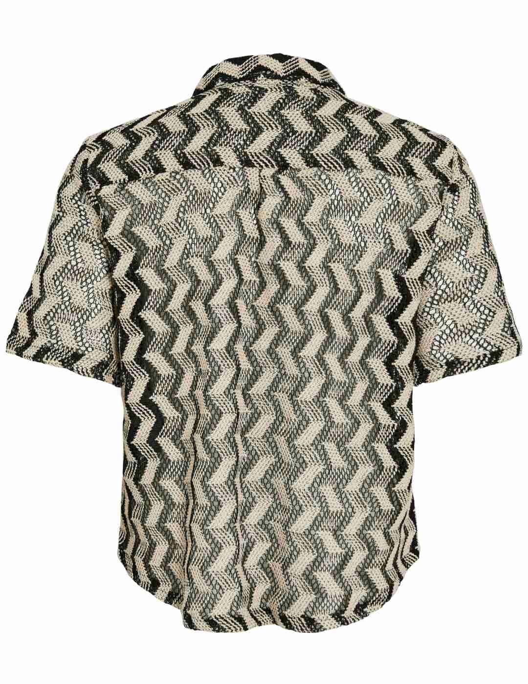 Camisa Vila Lupina negra beige crochet calada para mujer