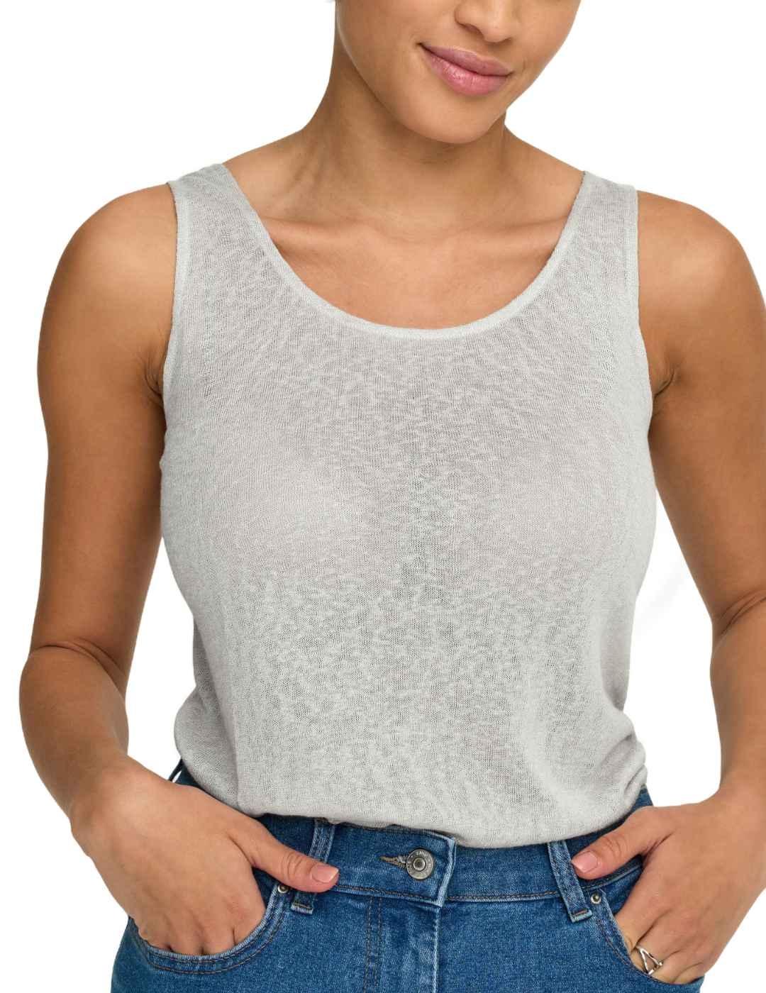 Camiseta Only Frida tirantes gris básica para mujer