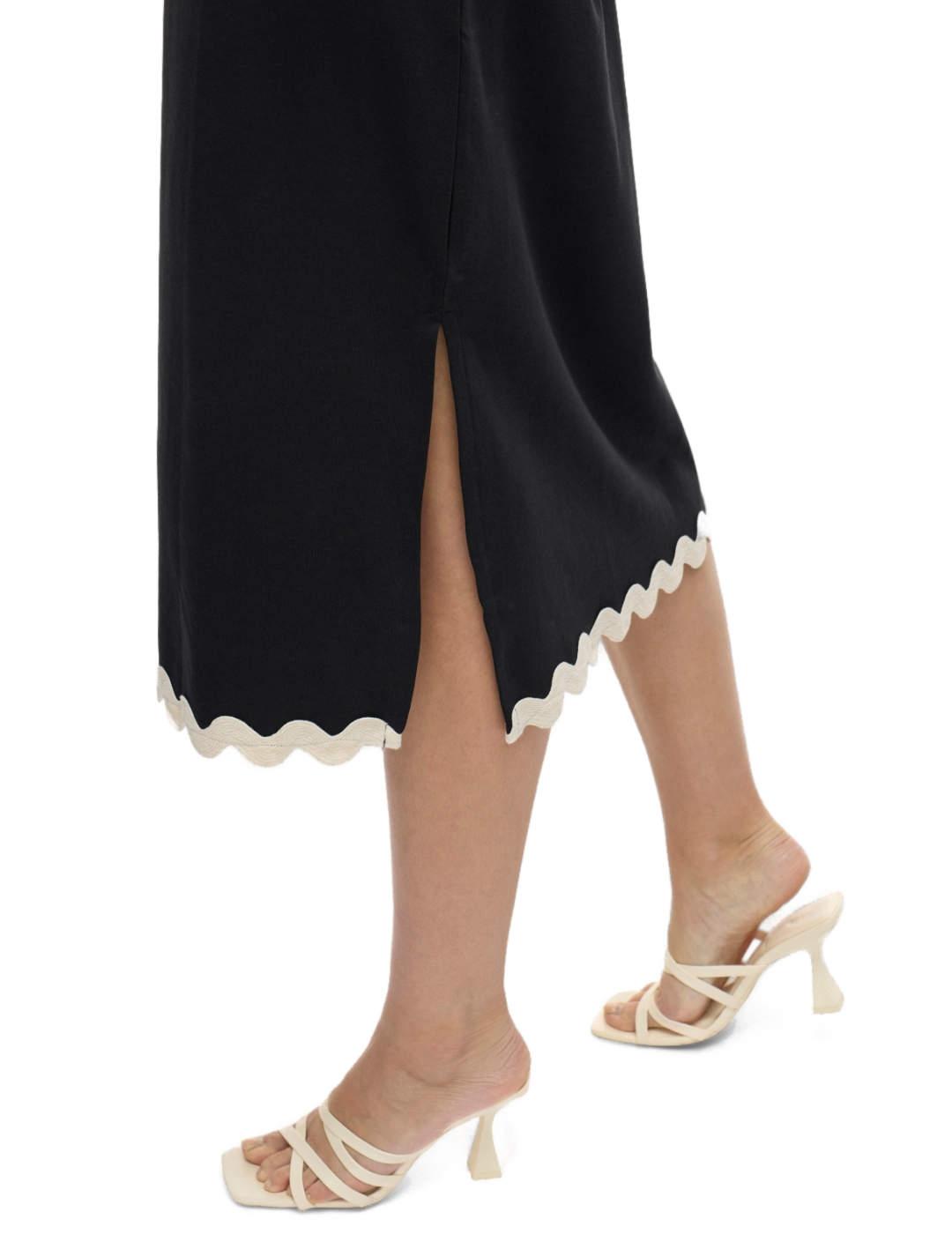 Vestido Vila Calisa midi negro con bordes recto para mujer