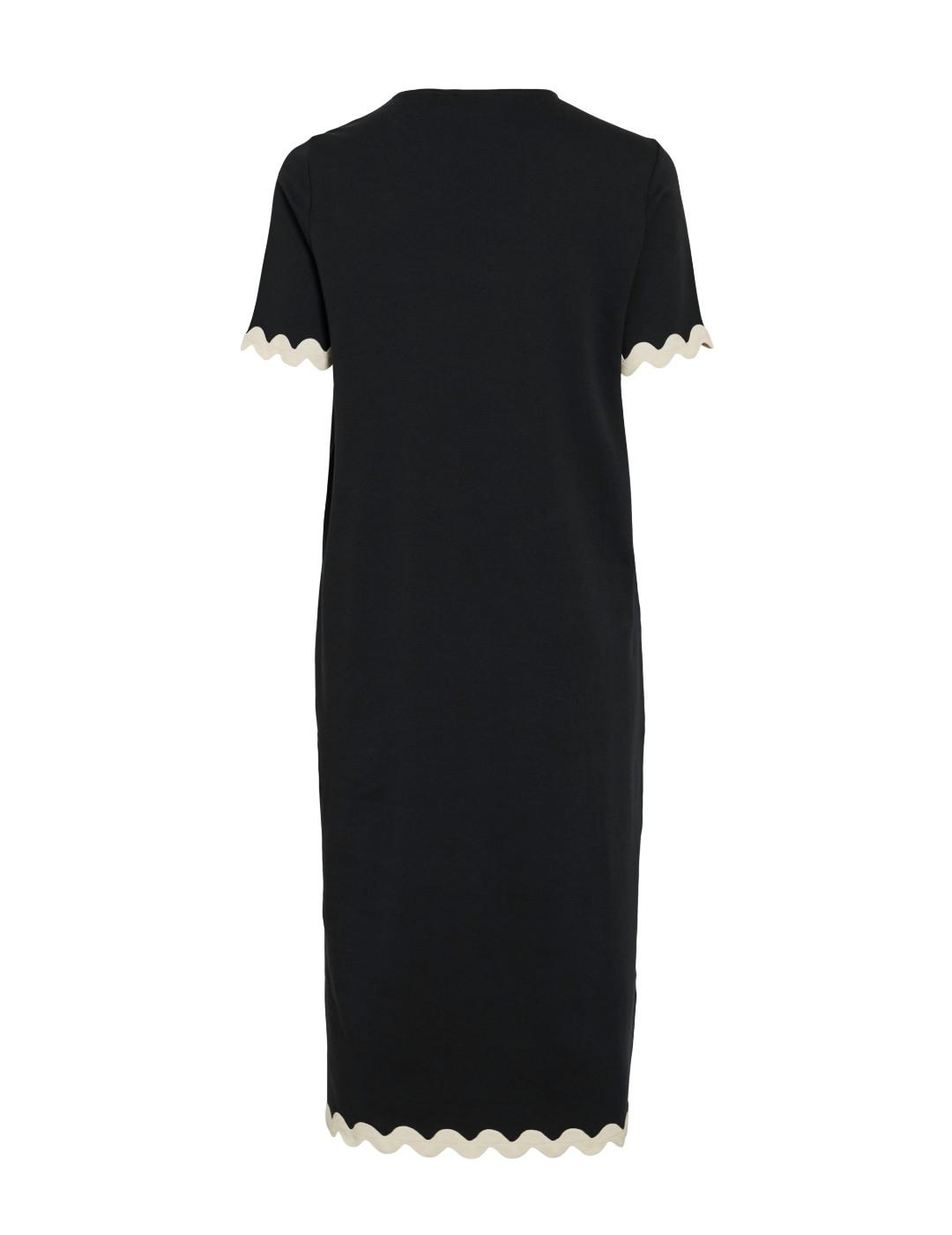 Vestido Vila Calisa midi negro con bordes recto para mujer