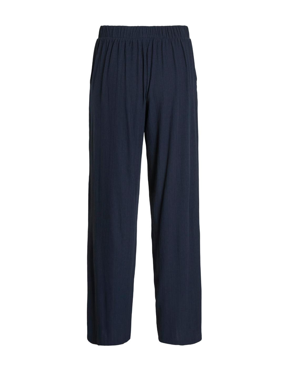 Pantalón Vila Dimita wide azul marino ribeteado para mujer