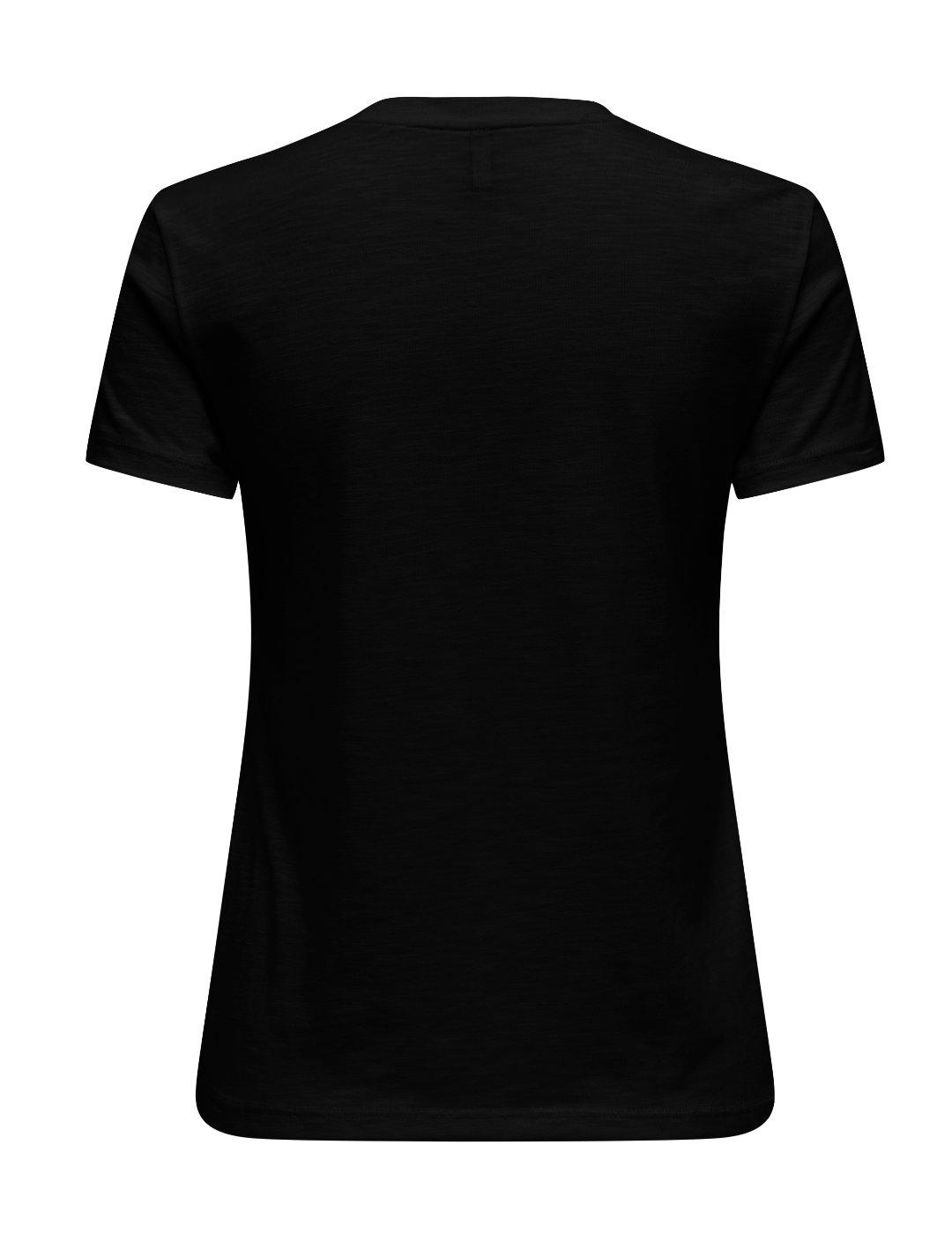 Camiseta Only Drew negra bolsillo bordado de mujer