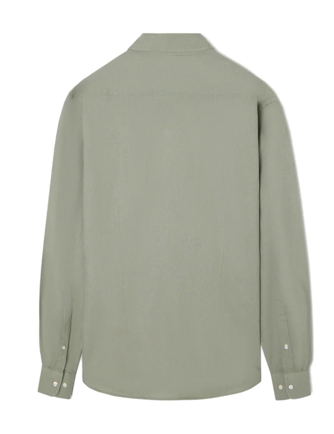  Camisa Silbon sport lino khaki manga larga para hombre