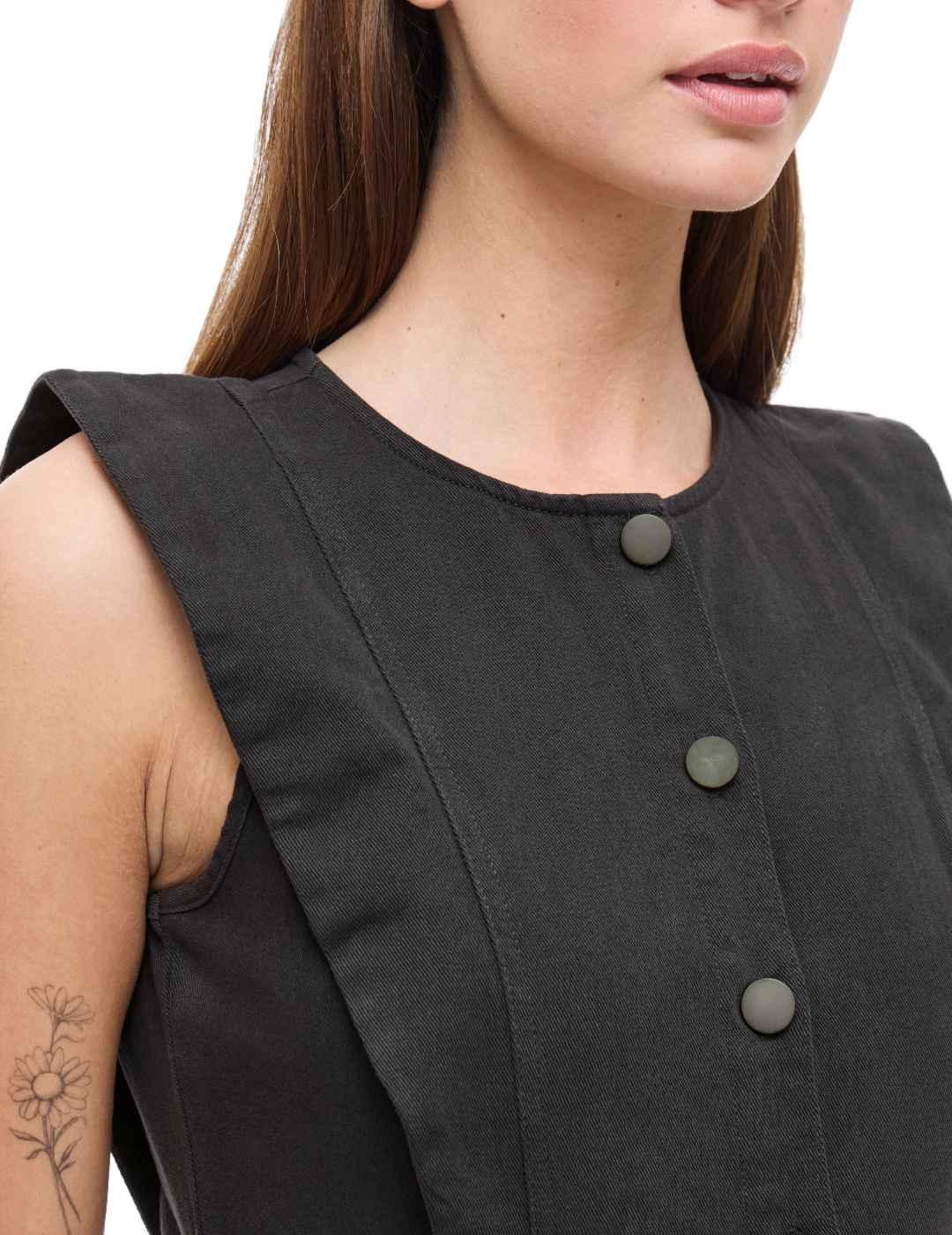 Vestido Vila Lucianne vaquero negro desgastado para mujer
