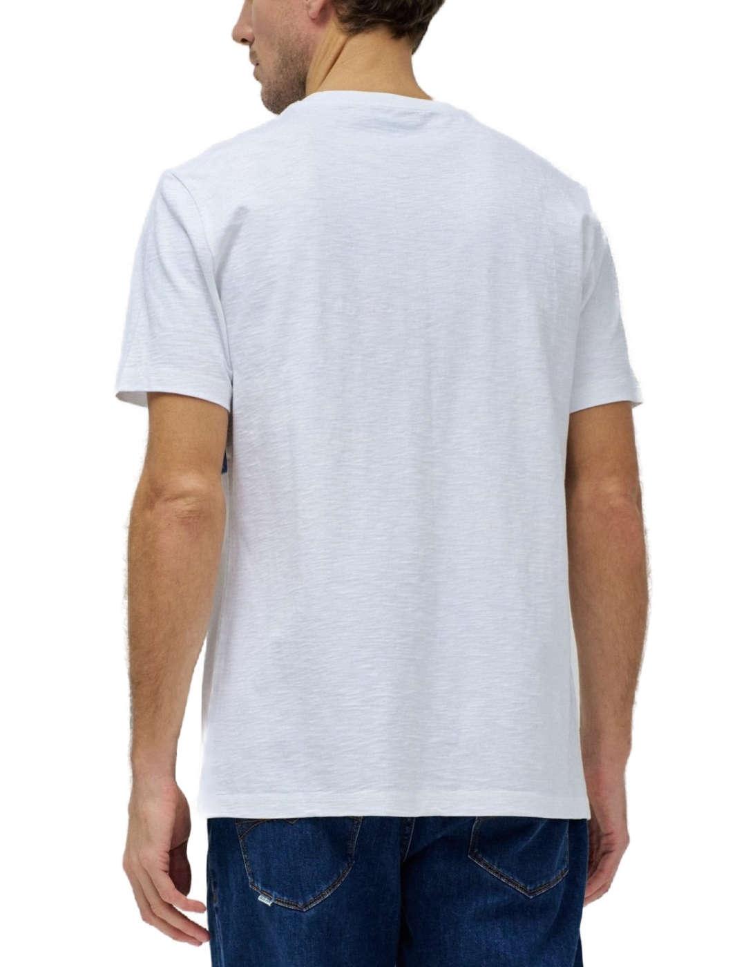 Camiseta Salsa blanca franja azul manga corta para hombre