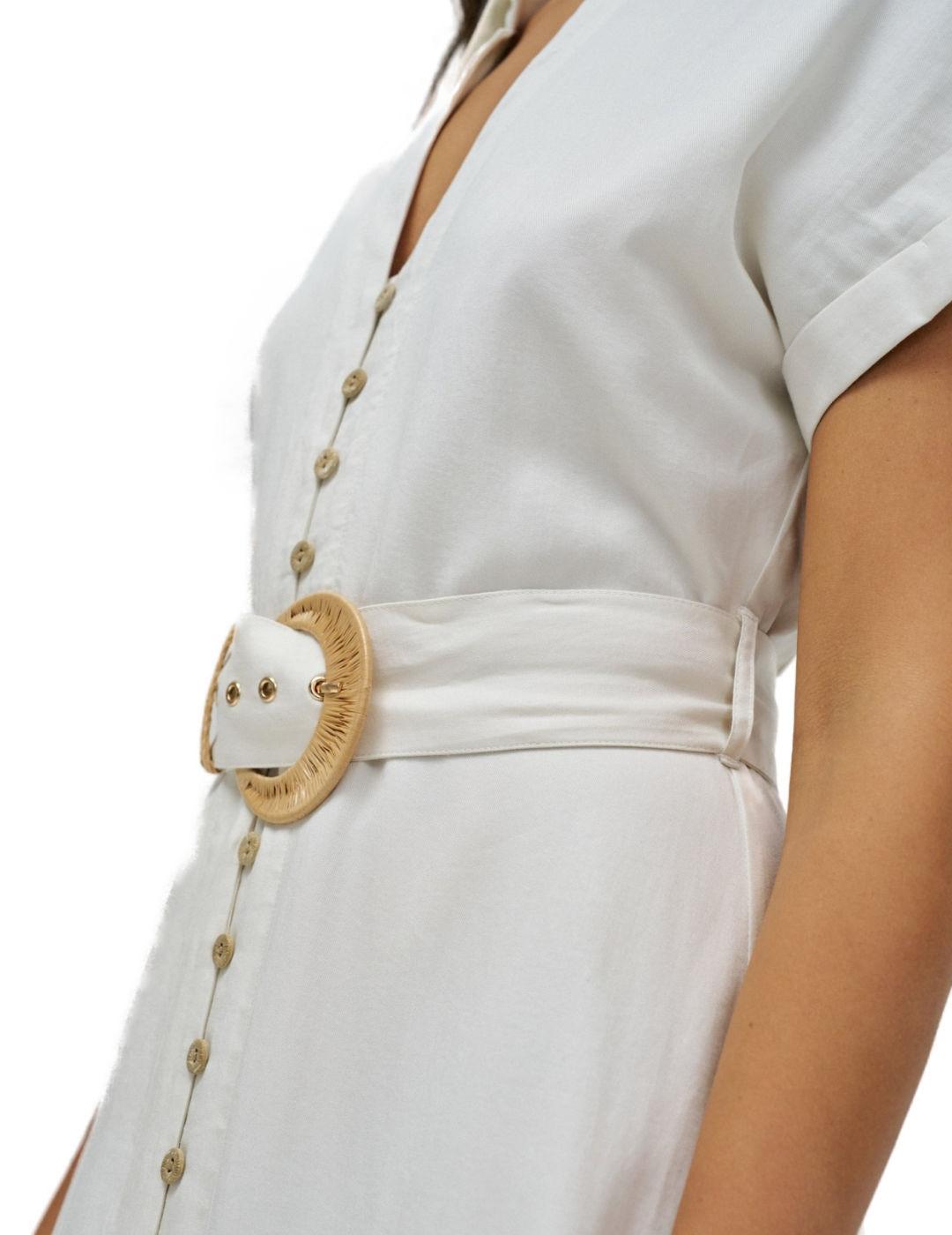 Vestido Salsa blanco midi camisero cinturón para mujer