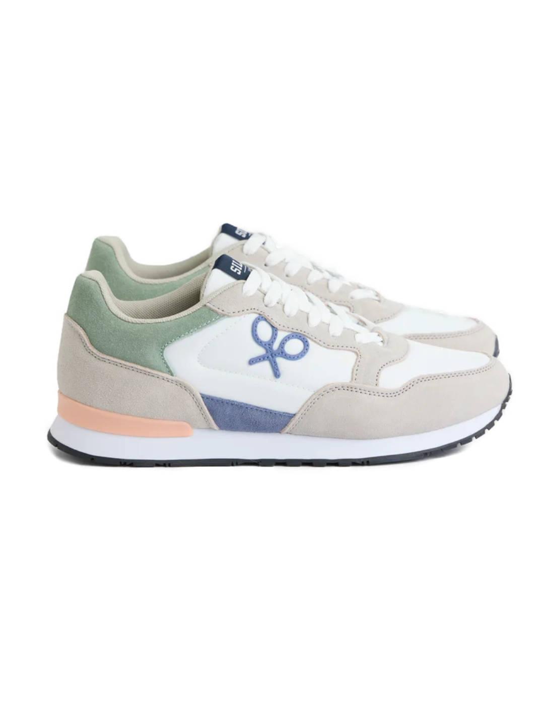 Zapatilla Silbon running style blanca serraje logo de hombre