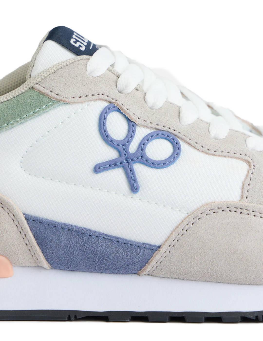 Zapatilla Silbon running style blanca serraje logo de hombre