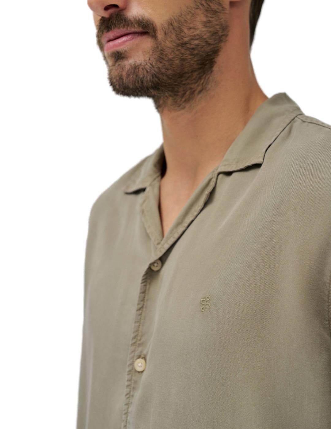 Camisa Salsa manga corta khaki logotipo para hombre
