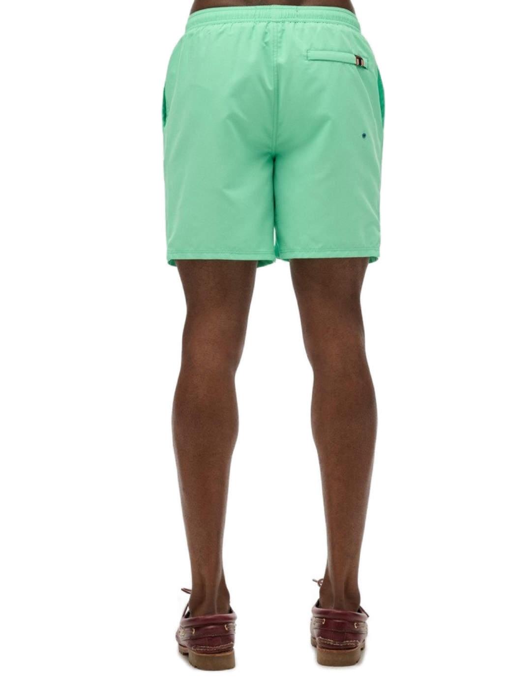 Bañador Superdry verde logo azul cordón para hombre