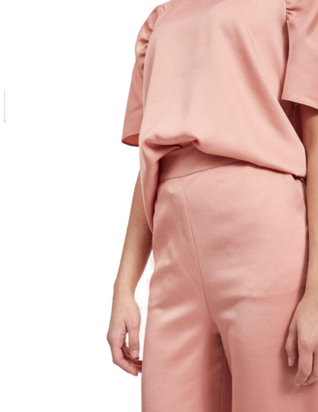 Pantalón Vila Vialice rosa con goma de ajuste para mujer