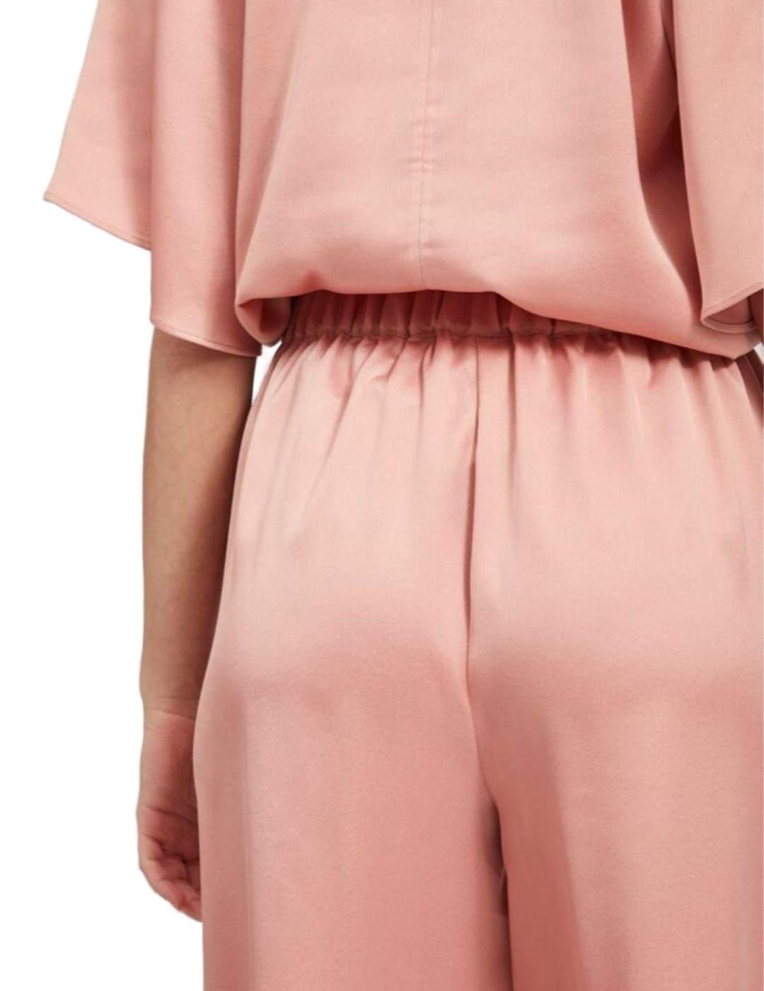 Pantalón Vila Vialice rosa con goma de ajuste para mujer
