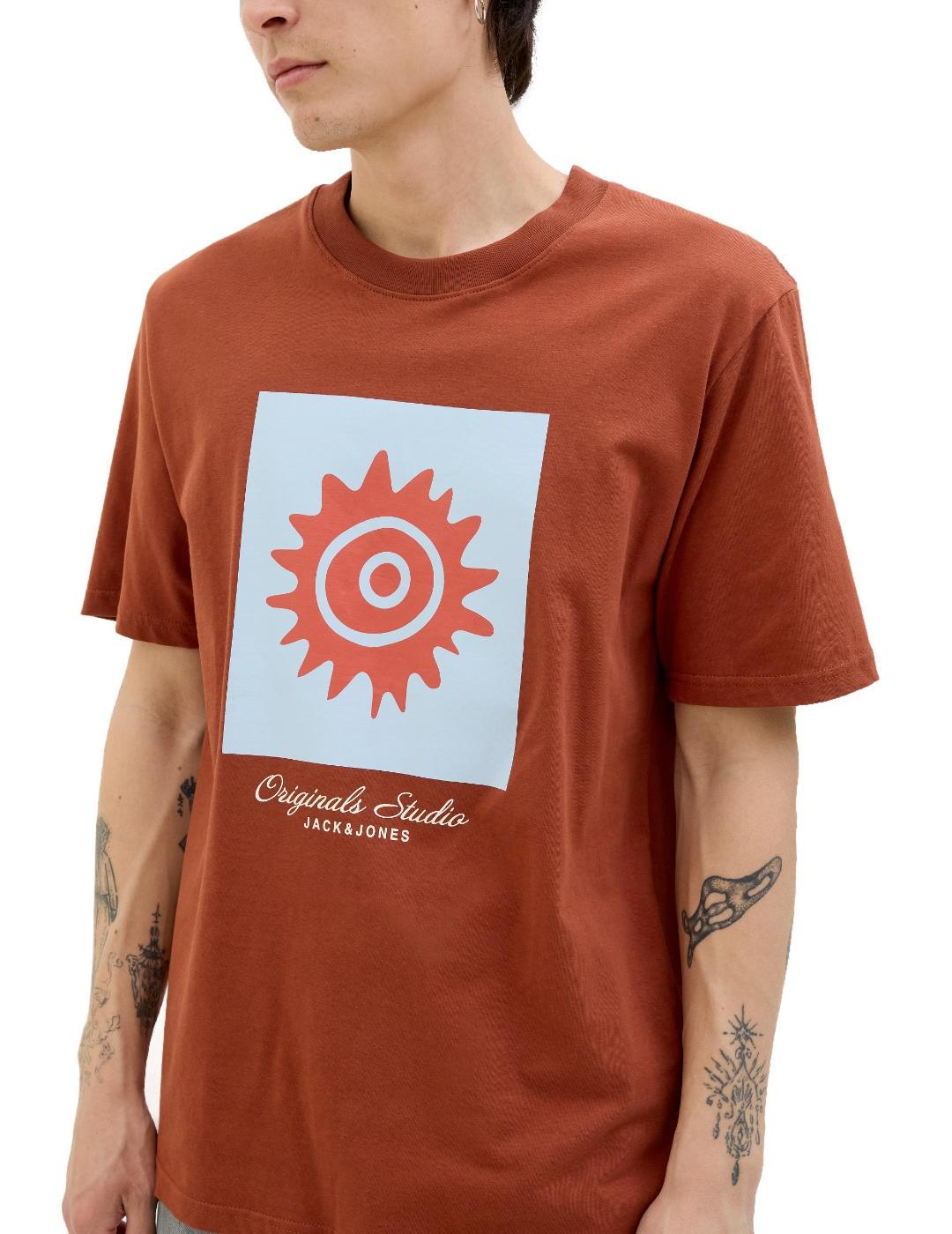 Camiseta Jack&Jones Canggu teja dibujo frontal de hombre