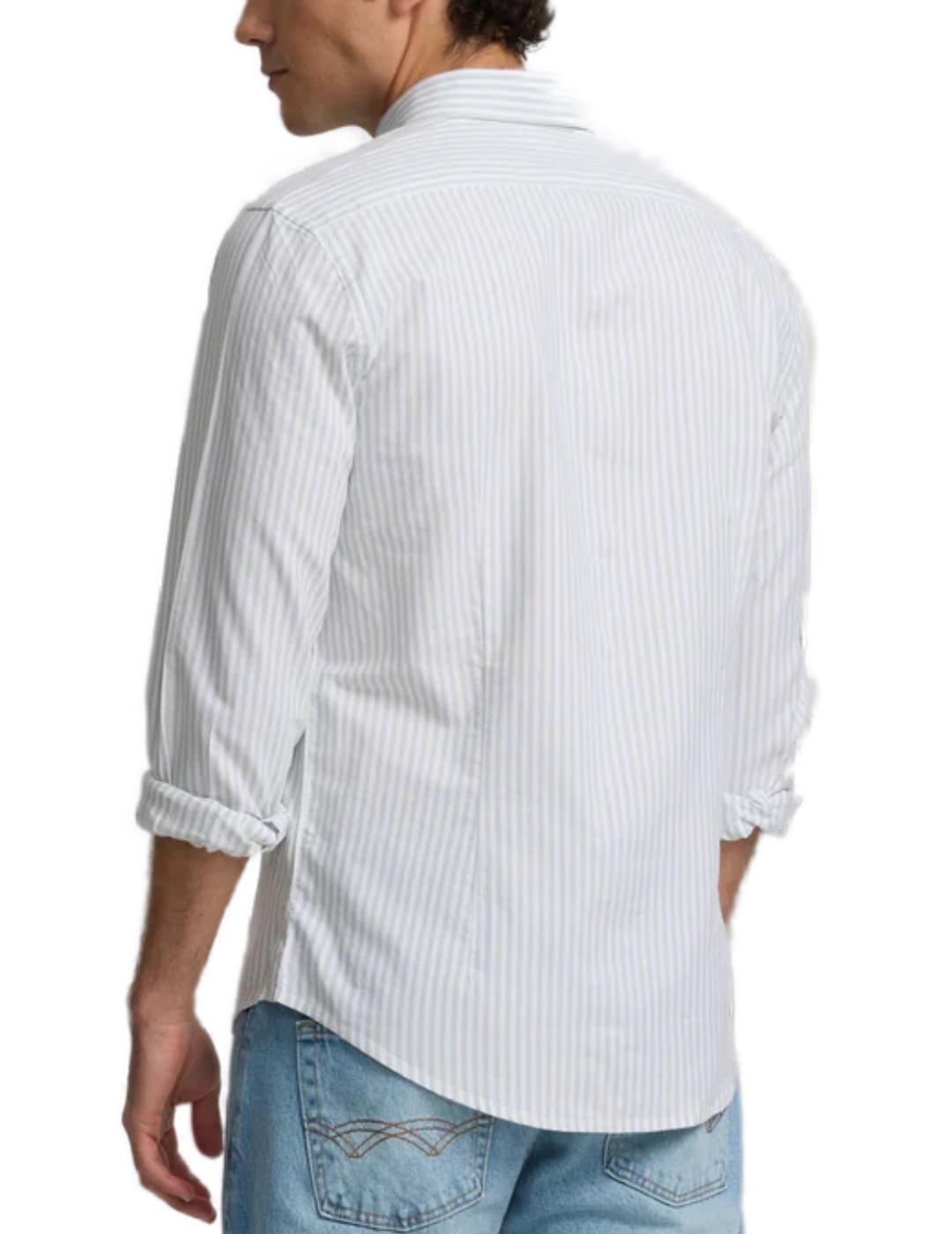 Camisa Silbon sport oxford rayas verde claro para hombre
