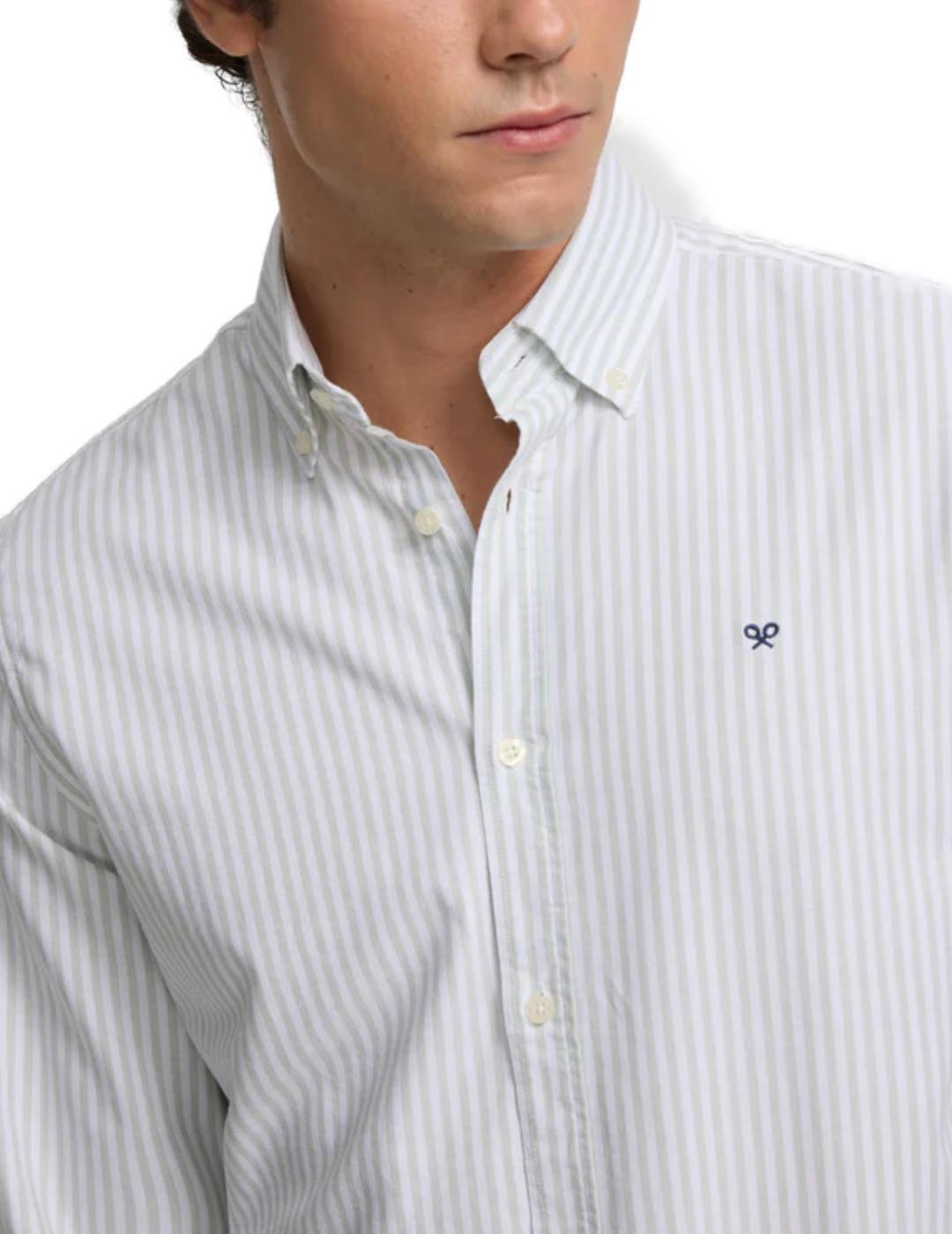 Camisa Silbon sport oxford rayas verde claro para hombre