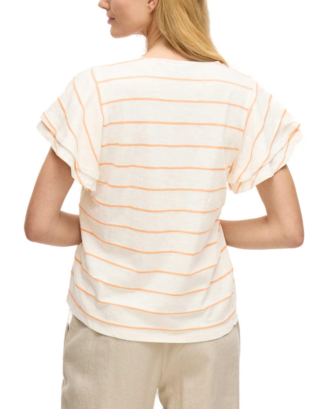 Camiseta Vila Morella rayas naranjas manga volantes de mujer