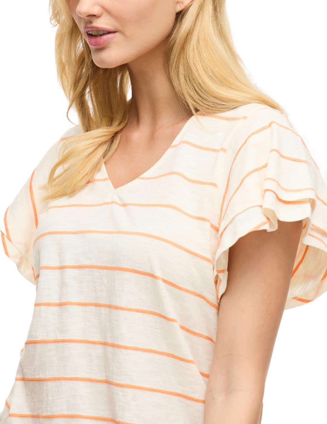 Camiseta Vila Morella rayas naranjas manga volantes de mujer