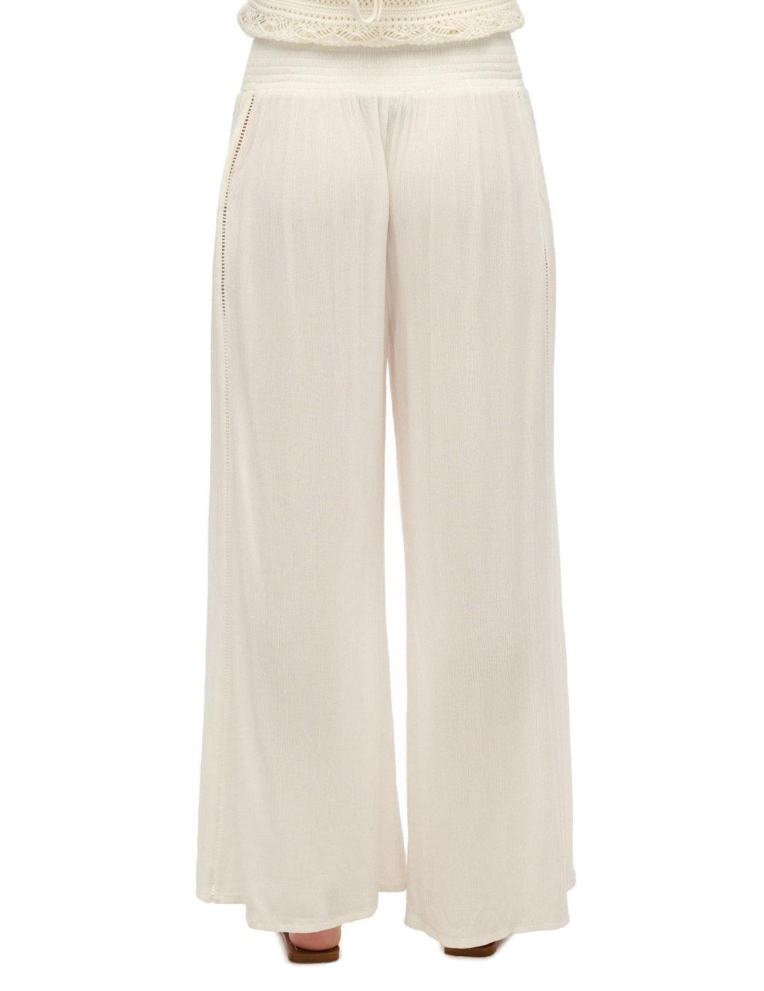 Pantalones Superdry corte Palazzo blancos cintura para mujer