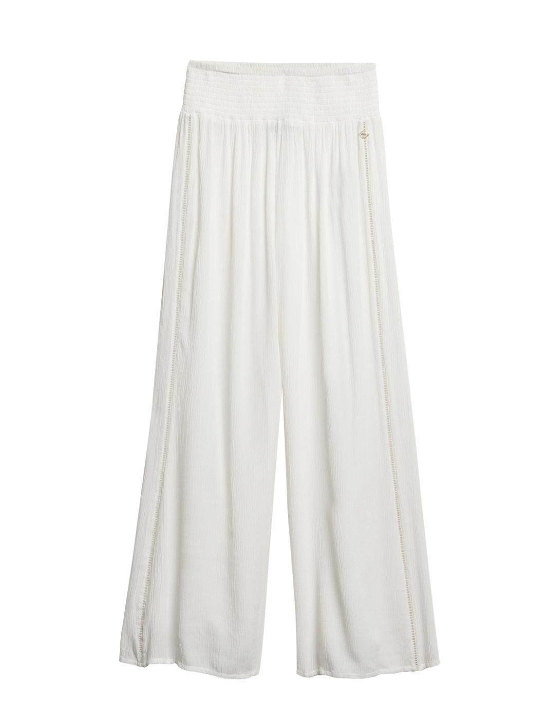Pantalones Superdry corte Palazzo blancos cintura para mujer